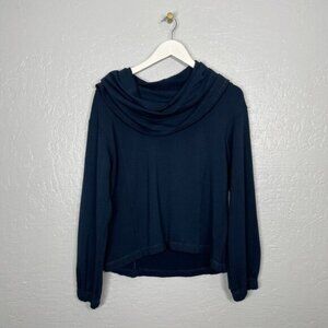 Anthropologie Daily Practice Women S Navy Blue Cowl Neck Sweatshirt Long Sleeve